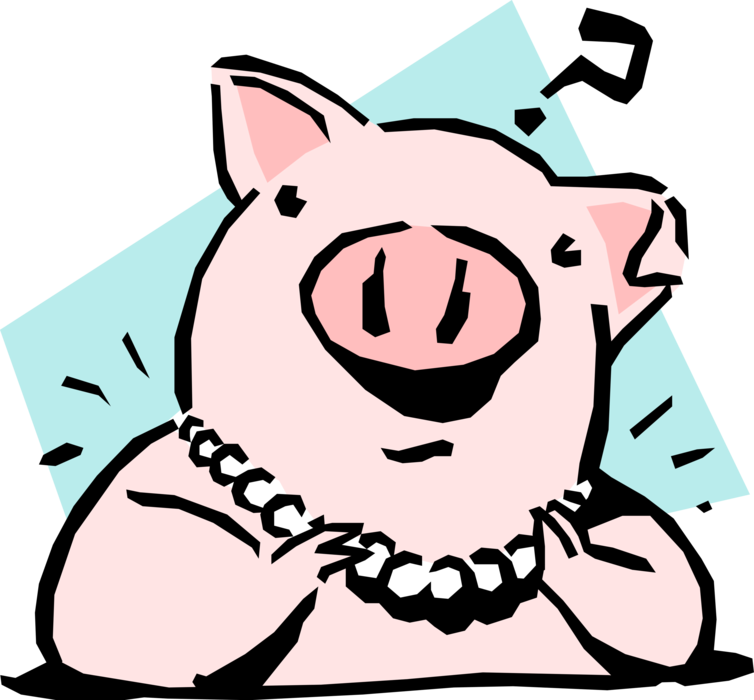 Singing Pig Cartoon Illustration PNG Image