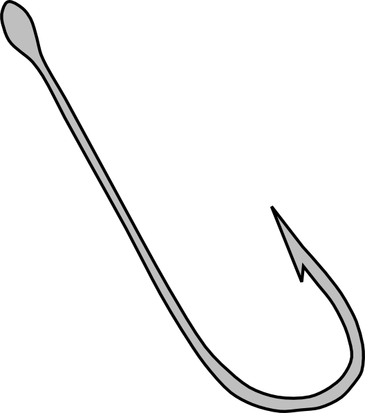 Single Fish Hook Outline PNG Image