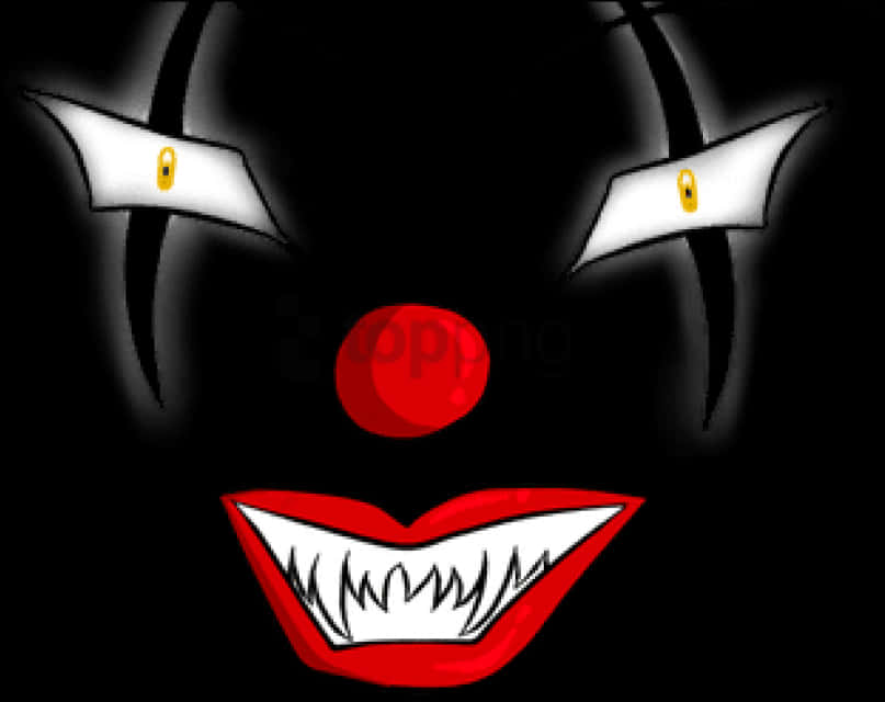 Sinister Clown Face Illustration PNG Image