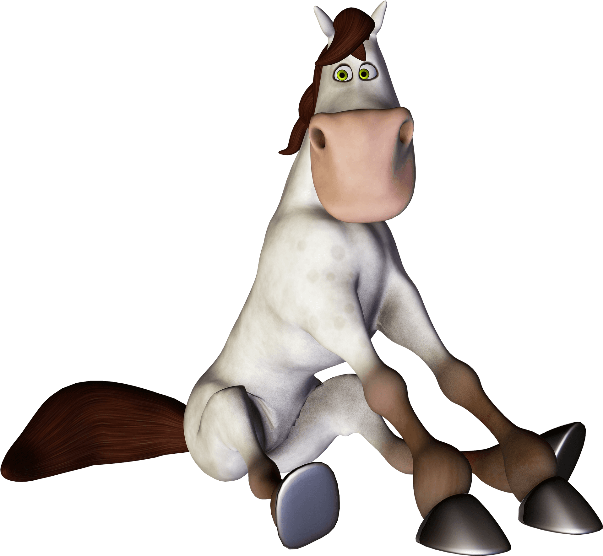 Sitting Cartoon Horse PNG Image