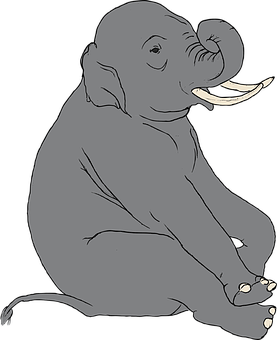 Sitting Elephant Silhouette PNG Image