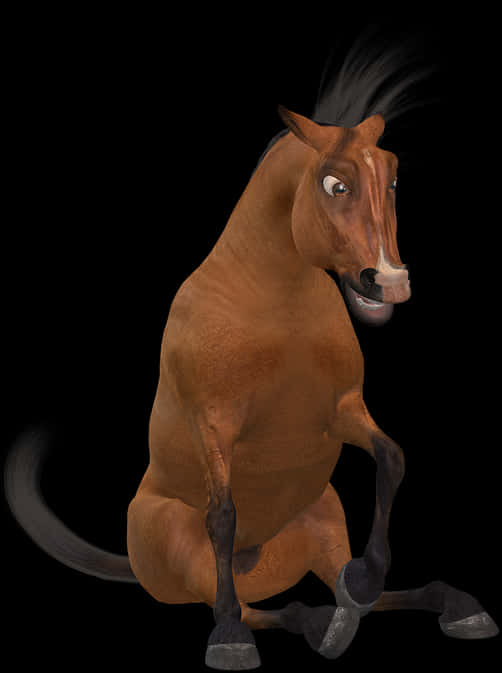 Sitting Horse Cartoon Funny PNG Image