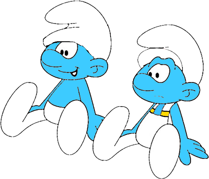 Sitting Smurf Duo PNG Image