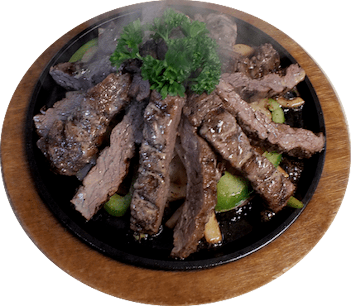 Sizzling Beef Steakon Hot Plate PNG Image