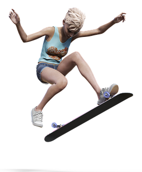 Skateboarding Girl Trick Performance PNG Image