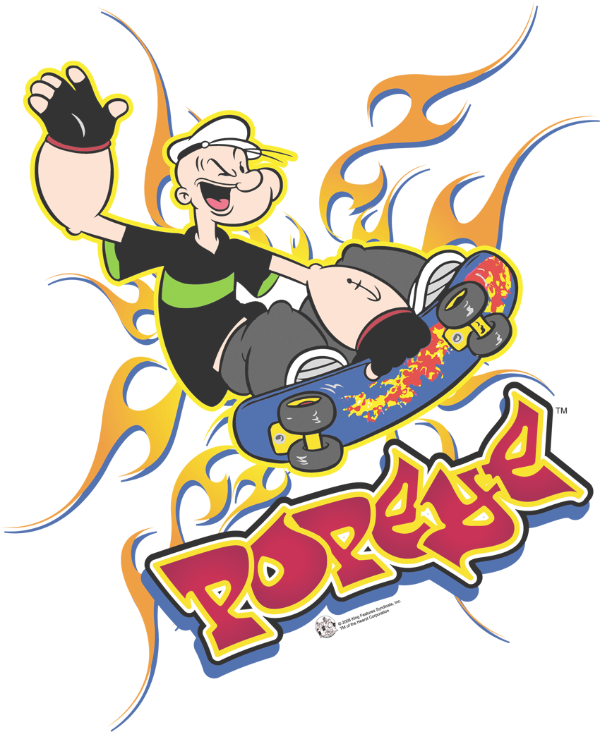 Skateboarding Popeye Artwork PNG Image