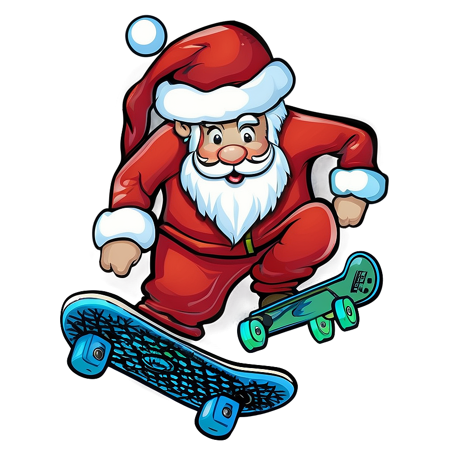 Skateboarding Santa Cartoon Png 85 PNG Image