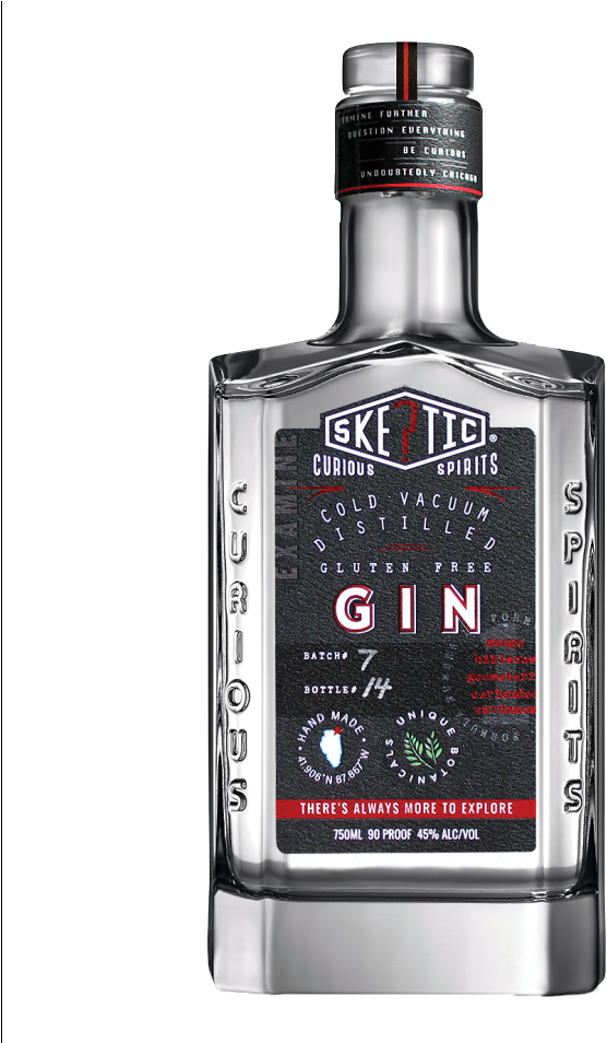 Skeptic Gin Bottle Cold Vacuum Distilled PNG Image