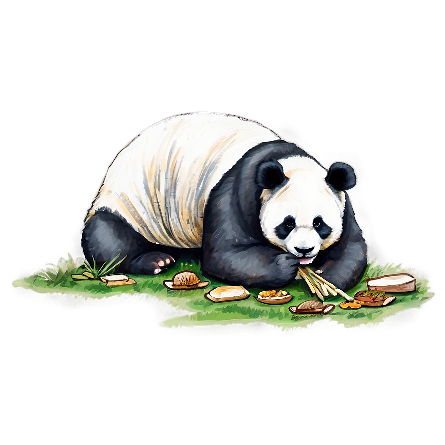 Sketch Of Panda Eating Png Jia PNG Image