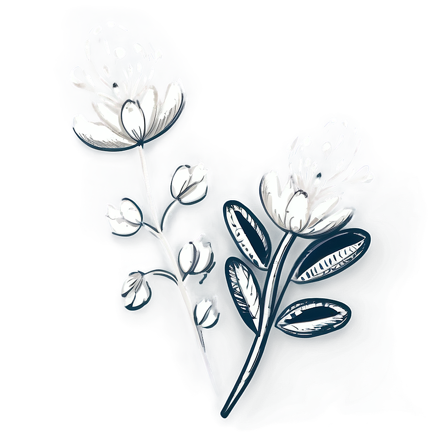 Sketched Black White Flowers Png 06282024 PNG Image