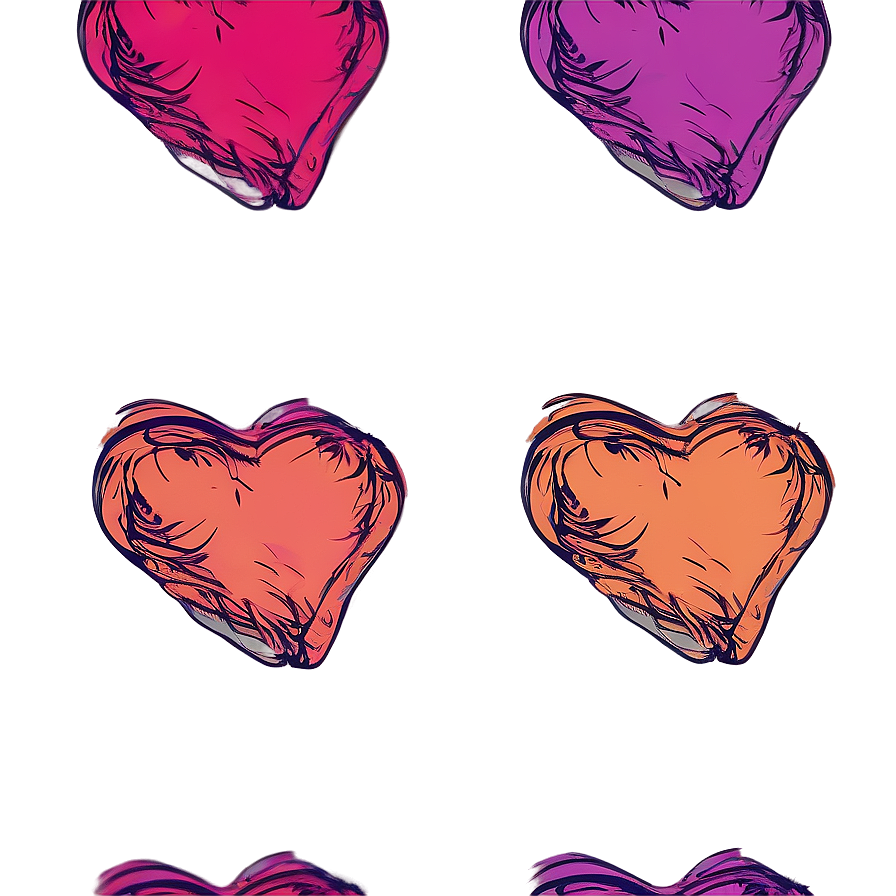 Sketched Heart Design Png 86 PNG Image