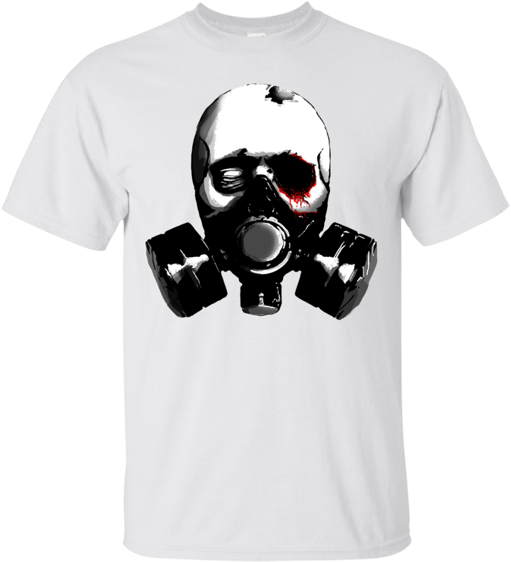 Skull Gas Mask T Shirt Design PNG Image