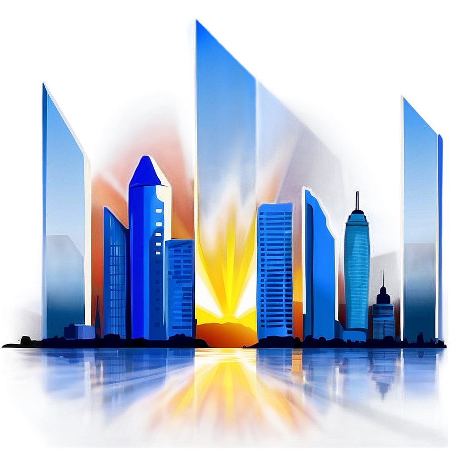 Skyline And Sun Rays Png Fbl PNG Image