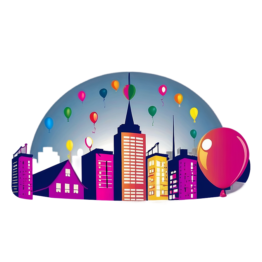 Skyline With Balloons Png 06202024 PNG Image