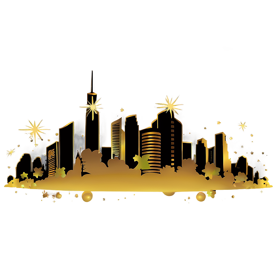 Skyline With Falling Stars Png 90 PNG Image