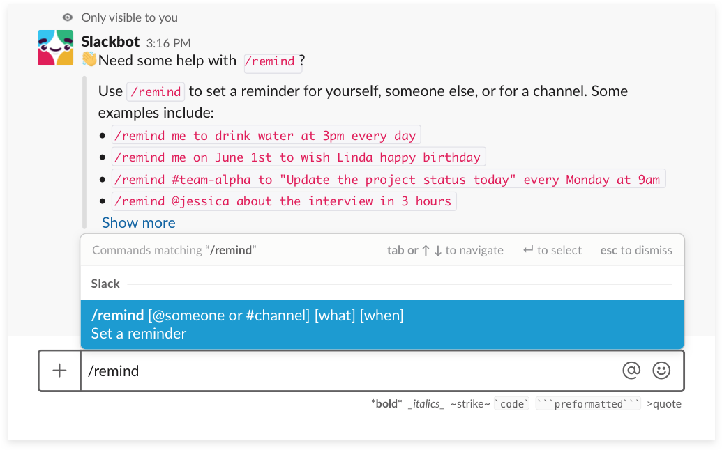 Slack Reminder Feature Screenshot PNG Image