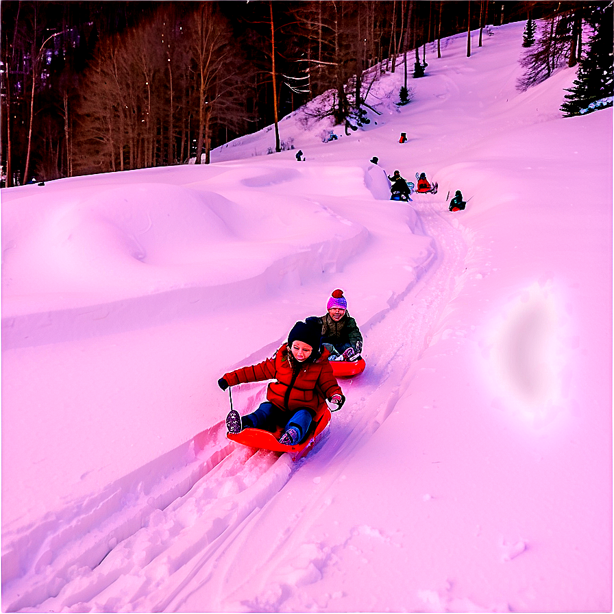 Sledding Down Snow Hill Png 04292024 PNG Image