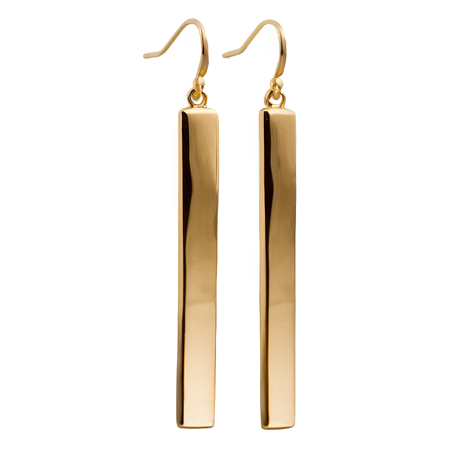 Sleek Gold Bar Earrings Png Bdr PNG Image