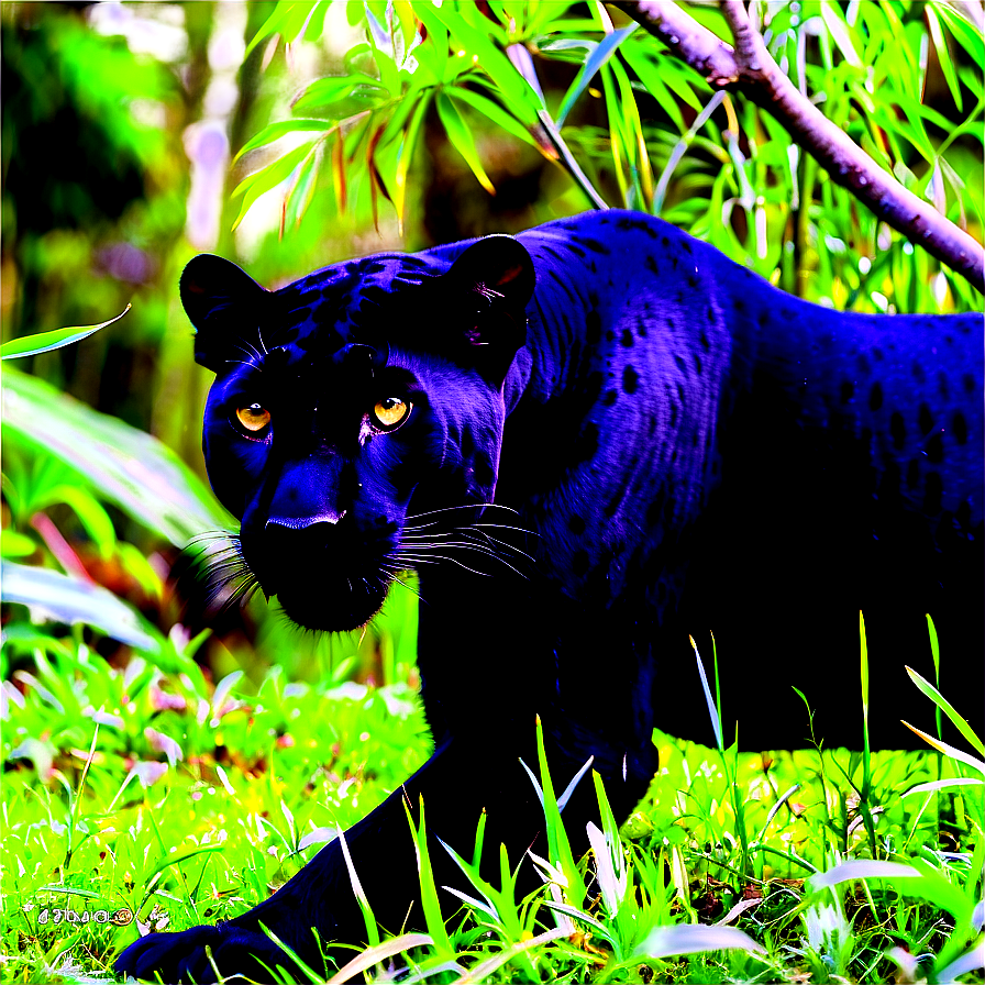 Sleek Panther In Jungle Png Crw61 PNG Image