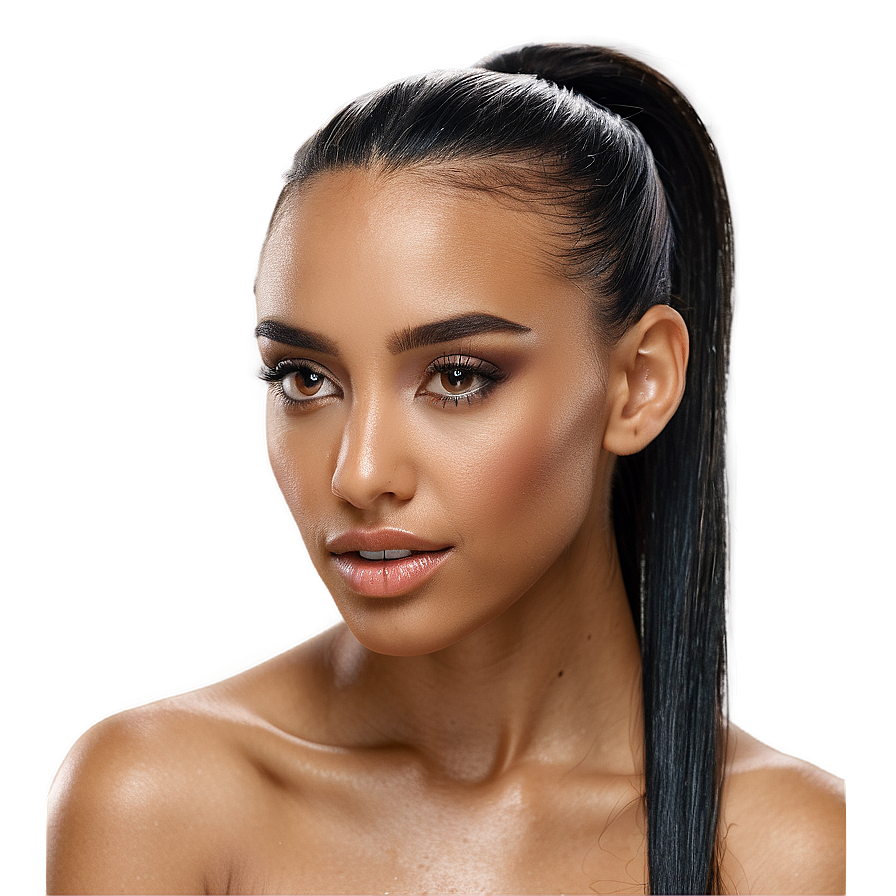 Sleek Wet Look Ponytail Png 06262024 PNG Image