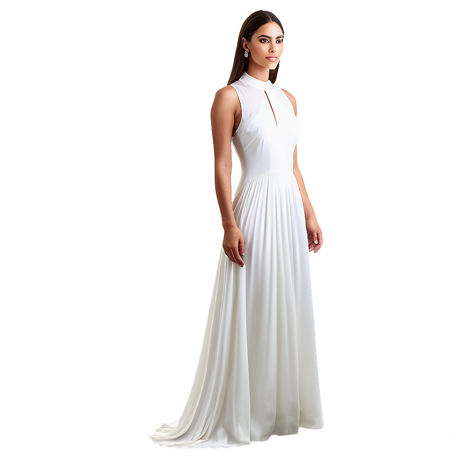 Sleek White Evening Dress Png 06212024 PNG Image