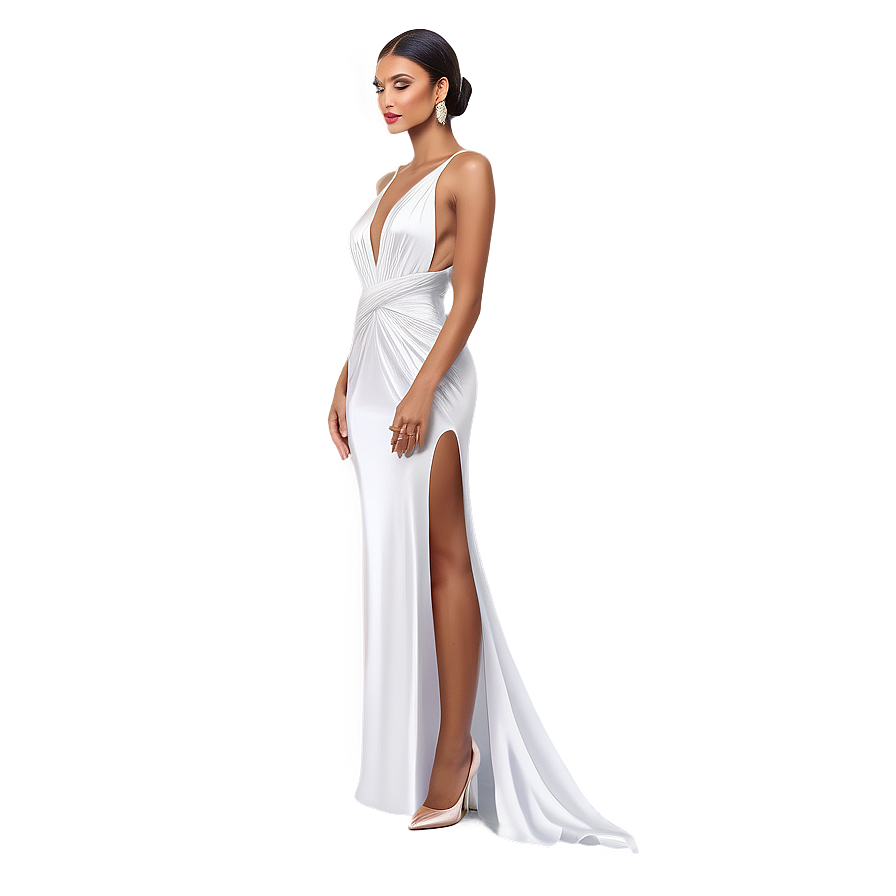 Sleek White Evening Dress Png 2 PNG Image