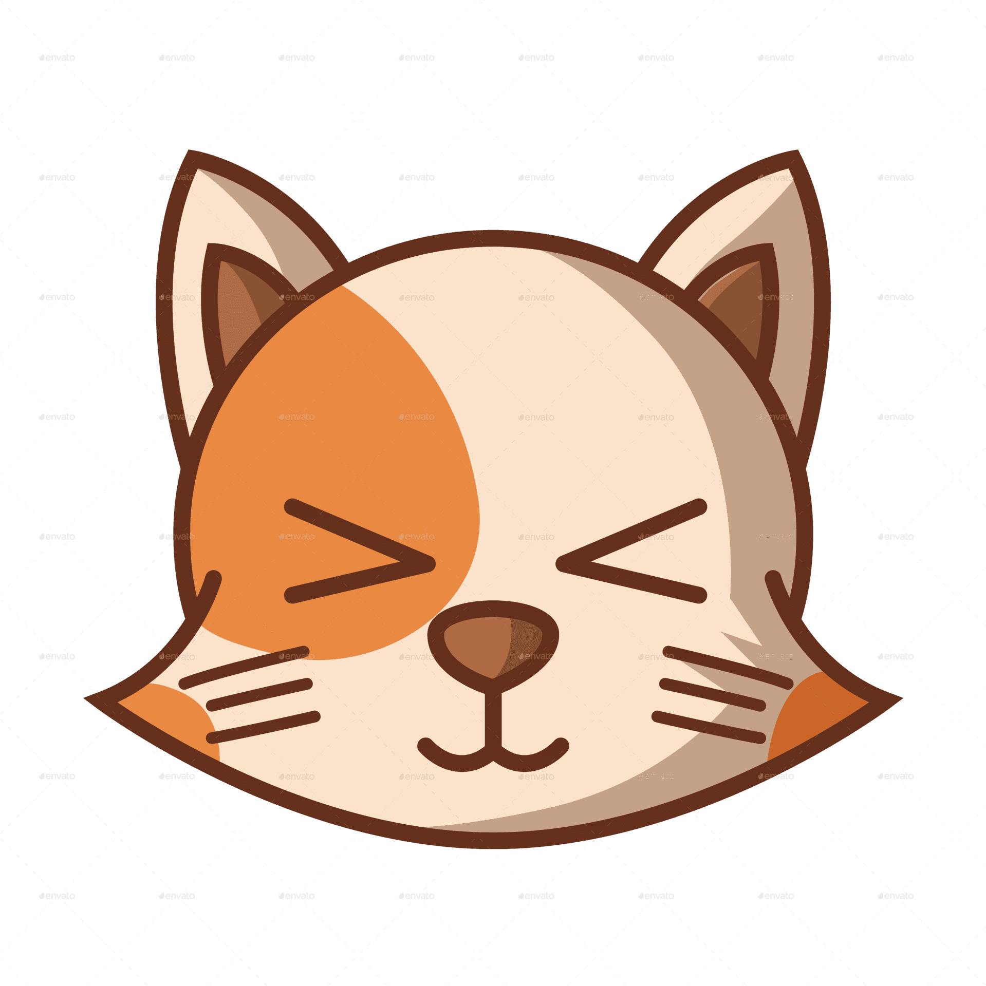 Sleeping Cartoon Cat Face PNG Image