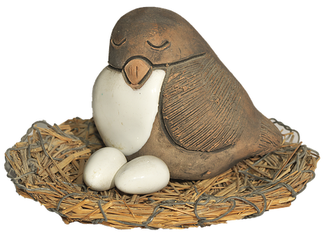 Sleeping Clay Bird Nest Eggs PNG Image