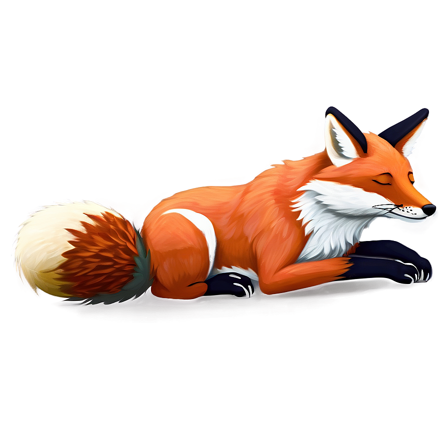 Sleeping Fox Art Png Wmi14 PNG Image