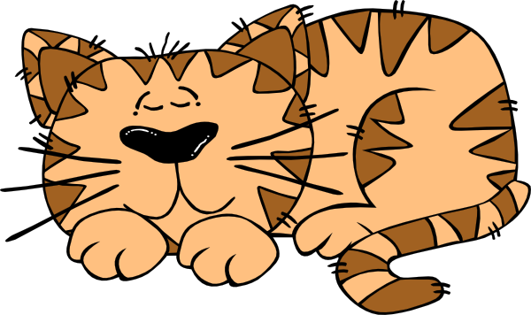 Sleeping Striped Cat Cartoon.png PNG Image