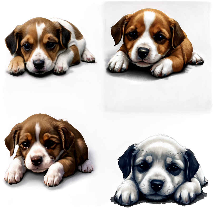 Sleepy Small Dog Drawing Png Hxb42 PNG Image