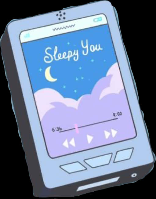 Sleepy You Music Player Cartoon PNG Image