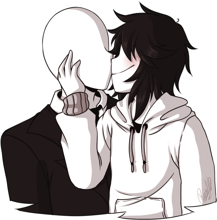 Slender_ Man_and_ Fan_ Art_ Character_ Embrace PNG Image