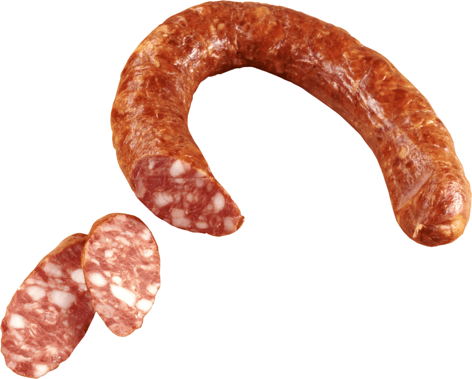 Sliced Cured Sausage Transparent Background PNG Image