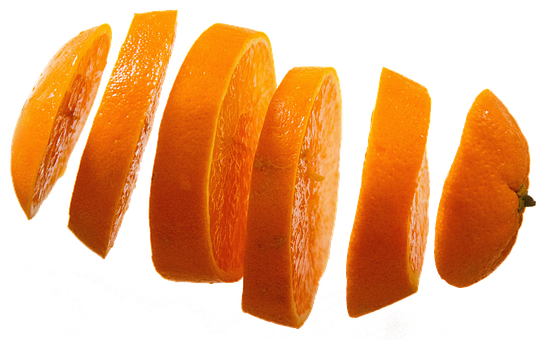 Sliced Orange Segments Floating PNG Image