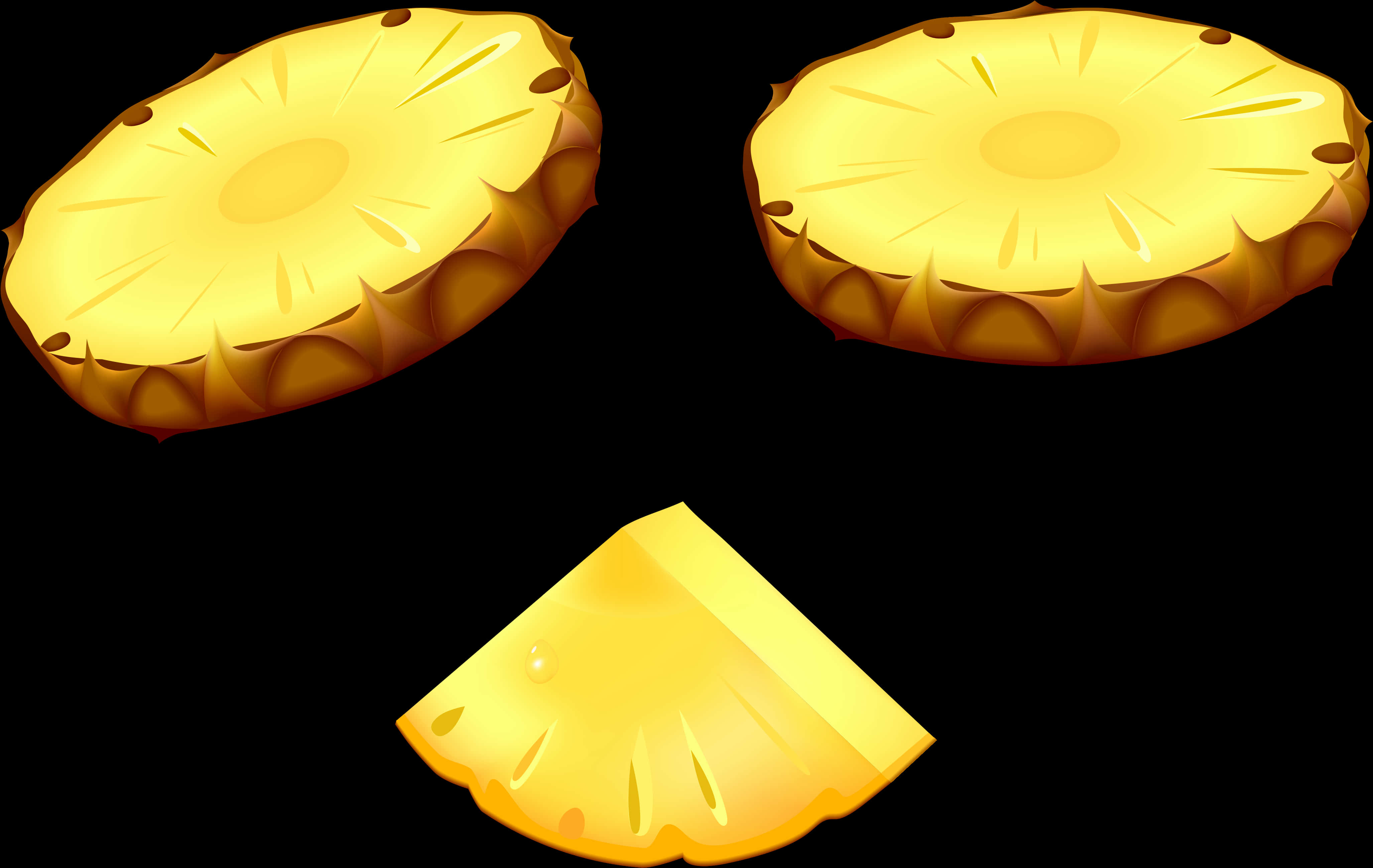 Sliced Pineapple Illustration PNG Image