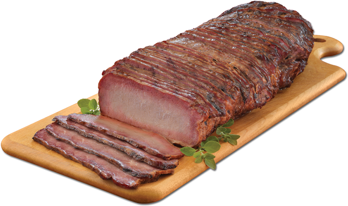 Sliced Smoked Beef Brisketon Board PNG Image