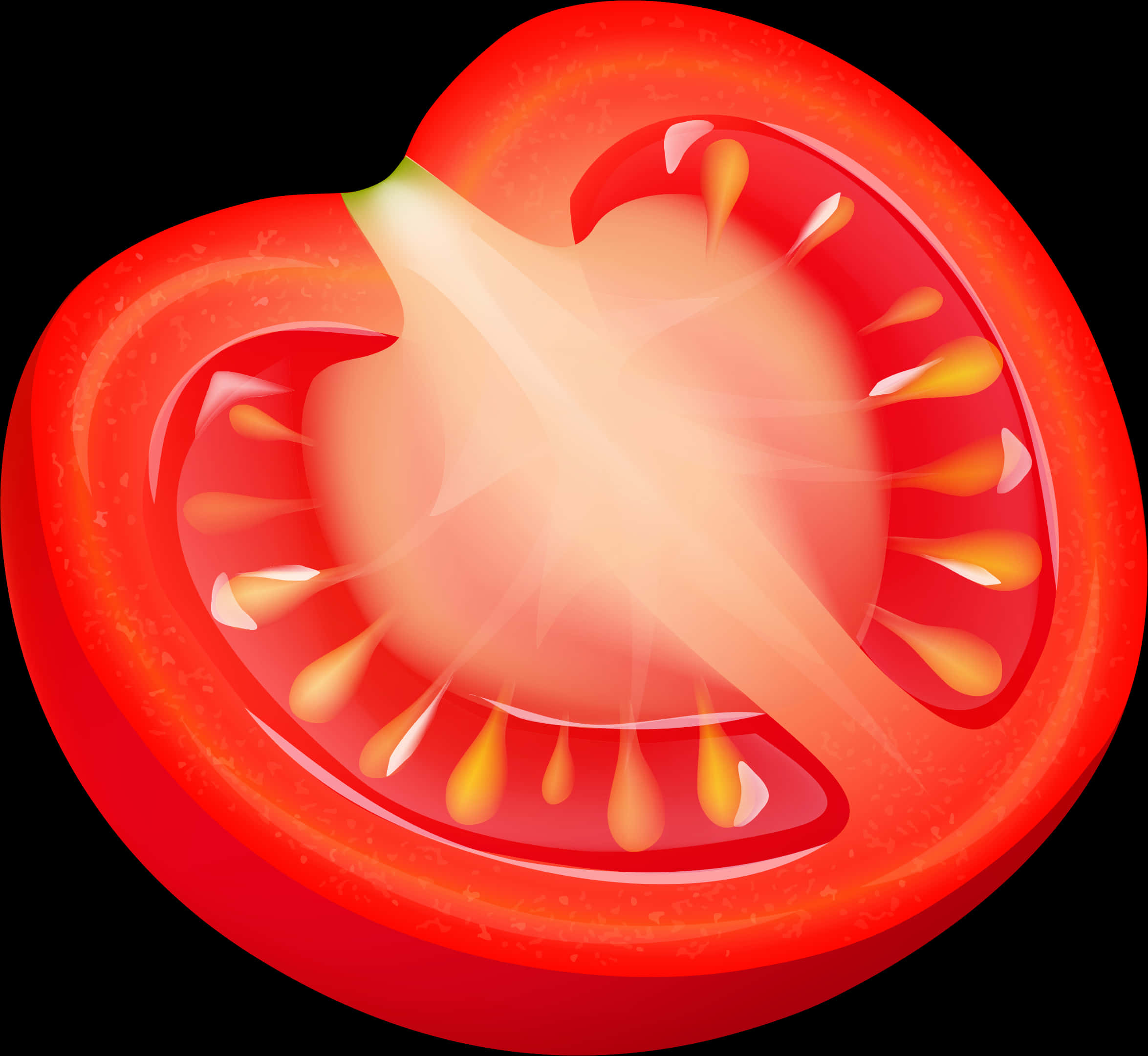 Sliced Tomato Cross Section PNG Image