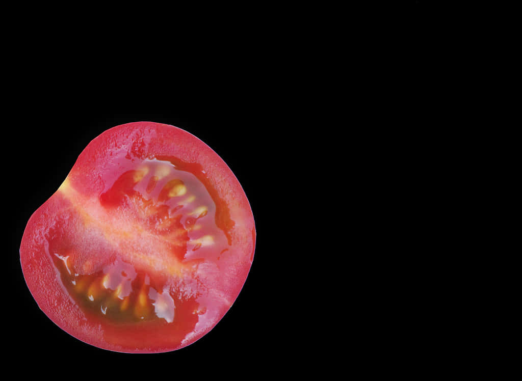 Sliced Tomato Half Black Background PNG Image