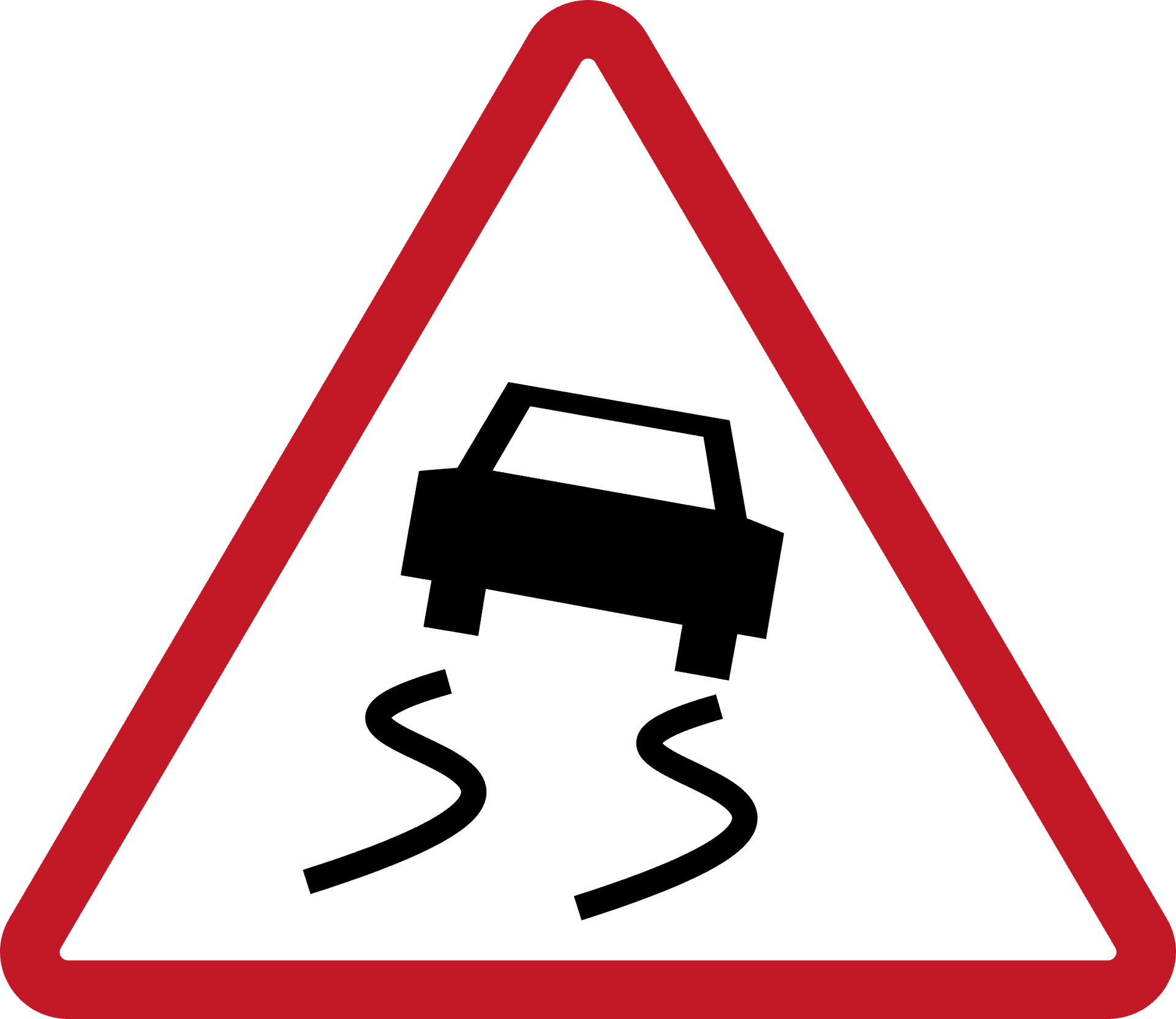 Slippery_ Road_ Warning_ Sign PNG Image