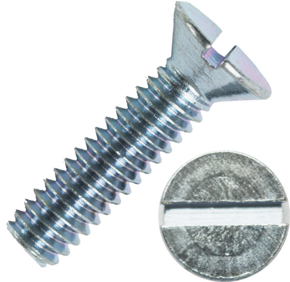 Slotted Flat Head Machine Screw PNG Image