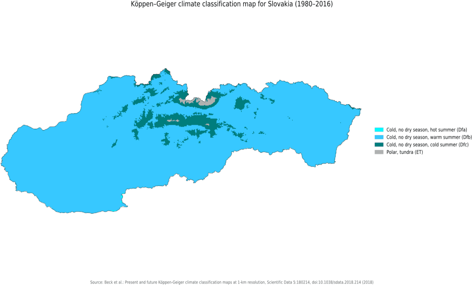 Slovakia Koppen Geiger Climate Map19802016 PNG Image