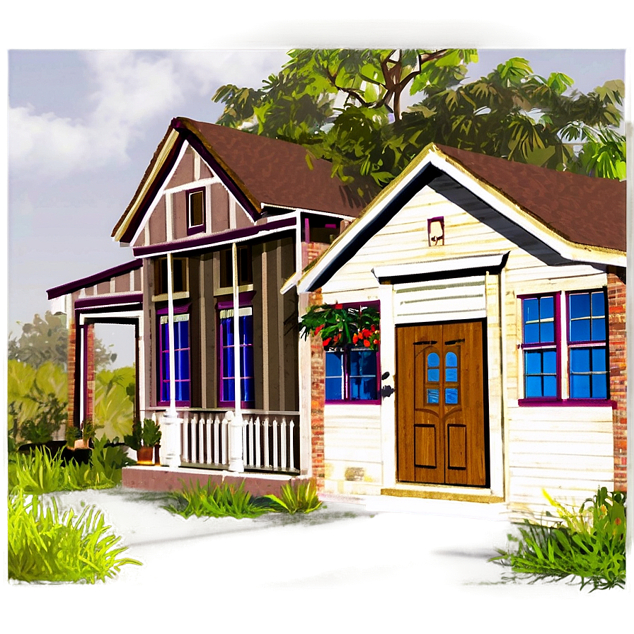 Small Town Cottage Street Png Xiu21 PNG Image