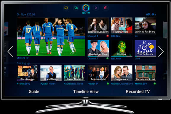 Smart L E D T V Displaying Content Guide PNG Image