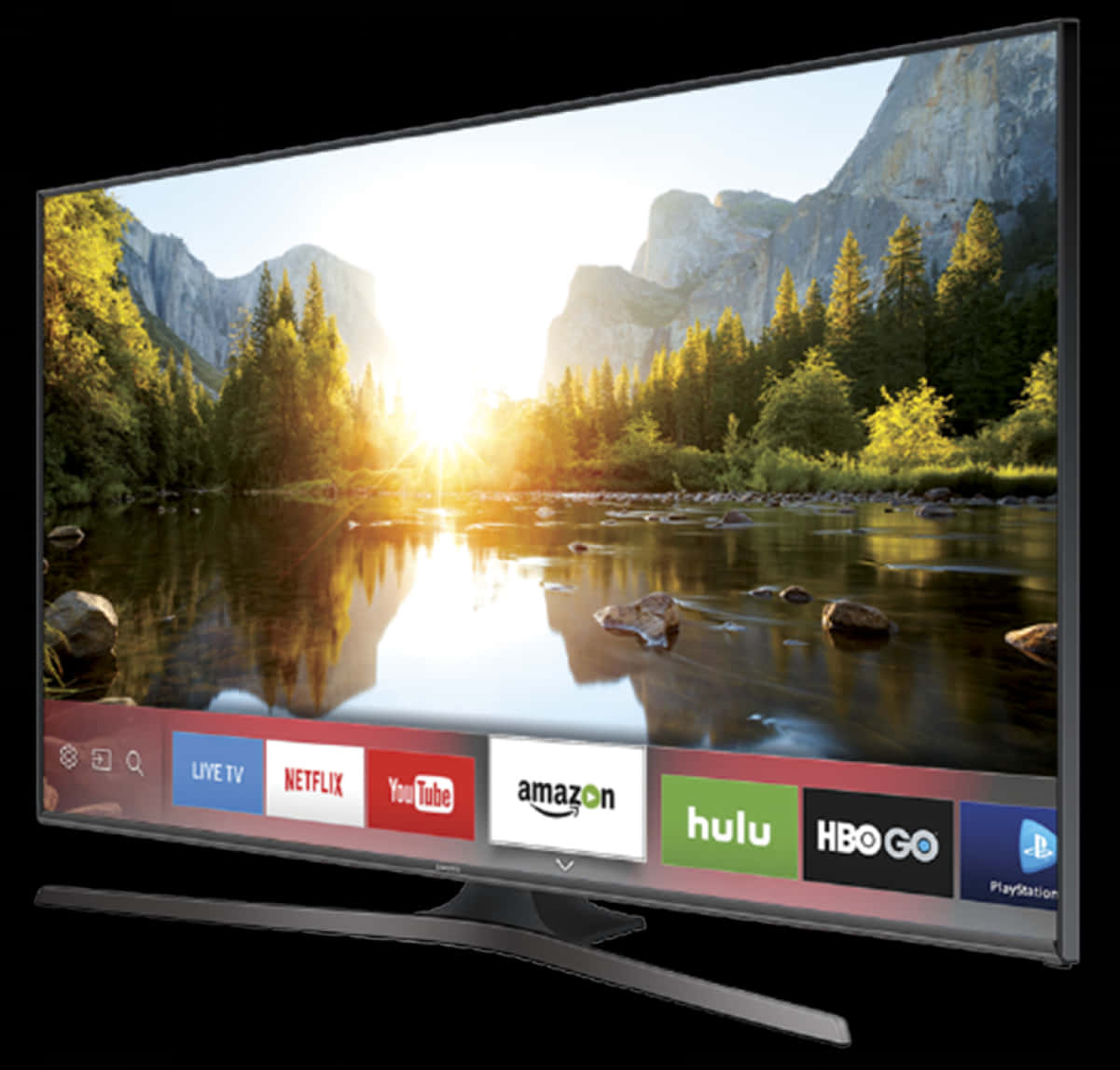 Smart T V Displaying Nature Scene PNG Image