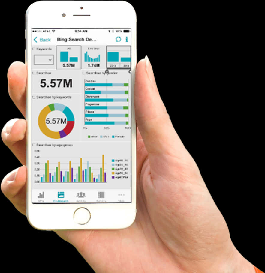 Smartphone Analytics Display PNG Image