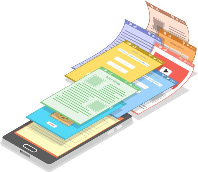 Smartphone App Interface Layers PNG Image