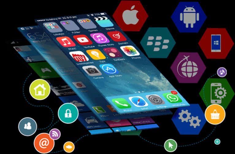 Smartphone Apps Connectivity Concept PNG Image