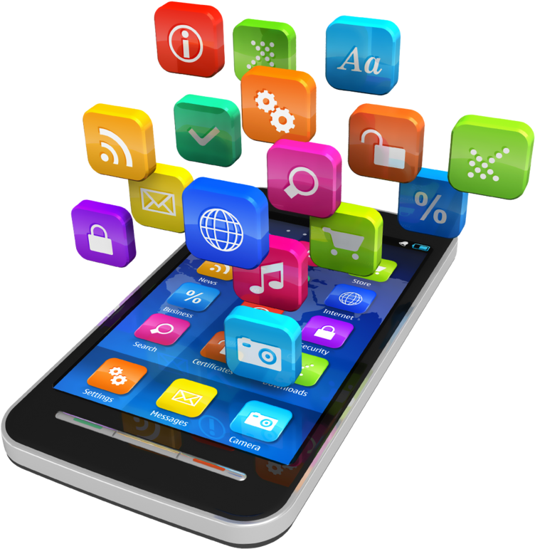 Smartphone Apps Floating3 D PNG Image