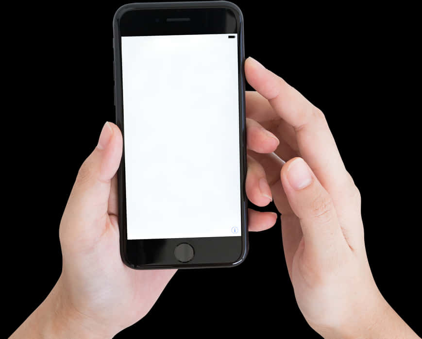 Smartphone Heldin Hands Blank Screen PNG Image